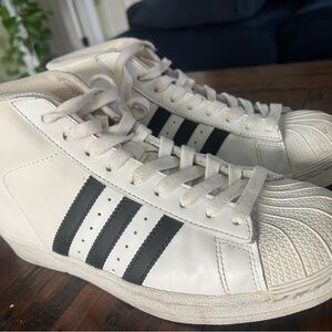 Adidas Classic White and Black High Top Sneakers